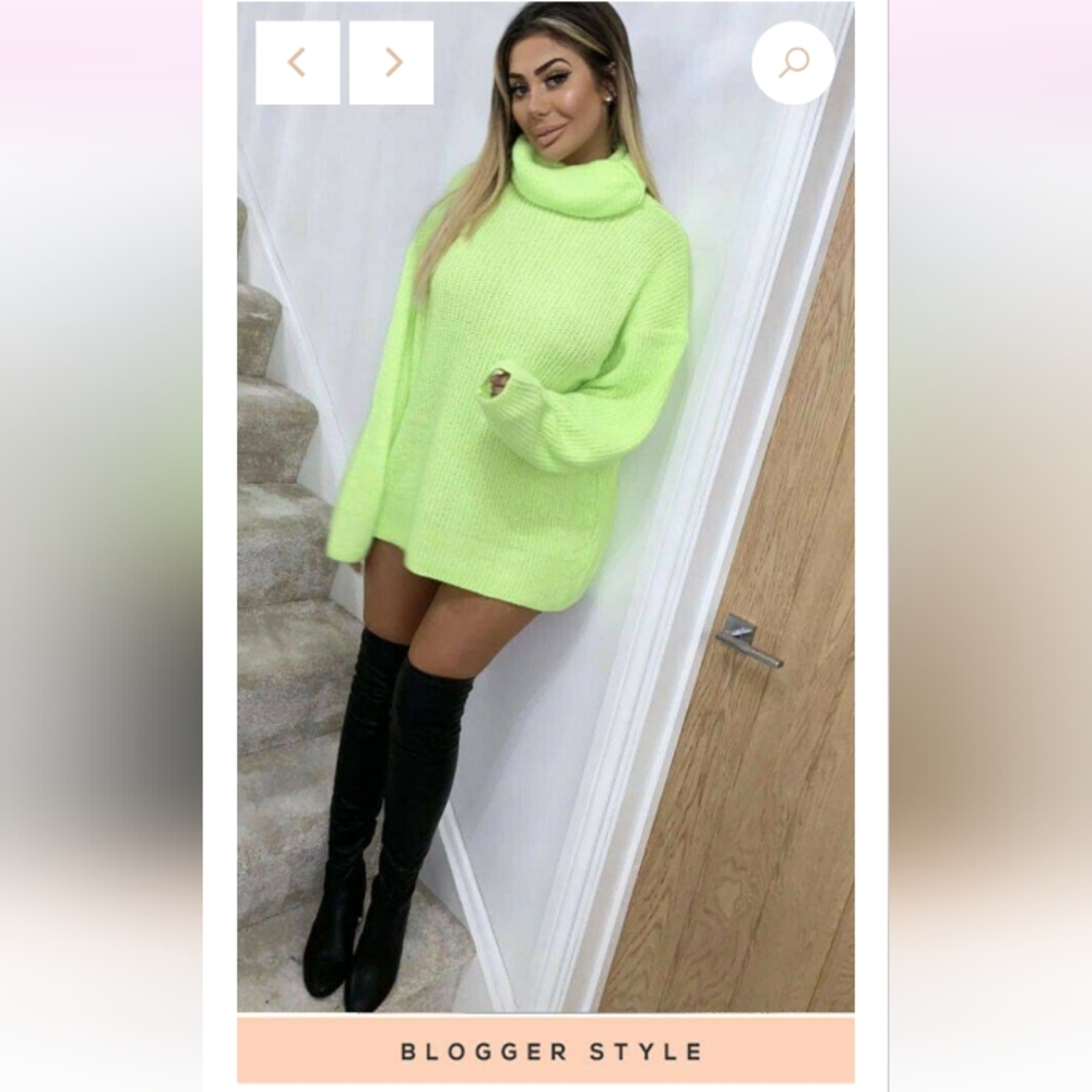 Dressmedolly Neon Roll Neck Jumper Dress NWOT